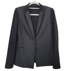 Tahari Black & Gray Mixed Media Blazer Size 8